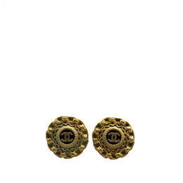 [Pre-owned] Chanel Gold Plated Acrylic CC Clip On Earrings