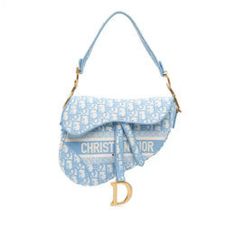 [Pre-owned] Dior Oblique Embroidered Canvas Saddle Bag